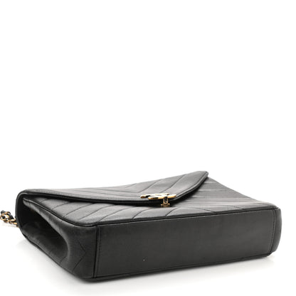 Chanel Lambskin Chevron Quilted Medium Envelope Flap Black 5 of 13