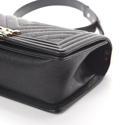 Chanel Caviar Chevron Quilted Medium Boy Flap Black 7 of 10