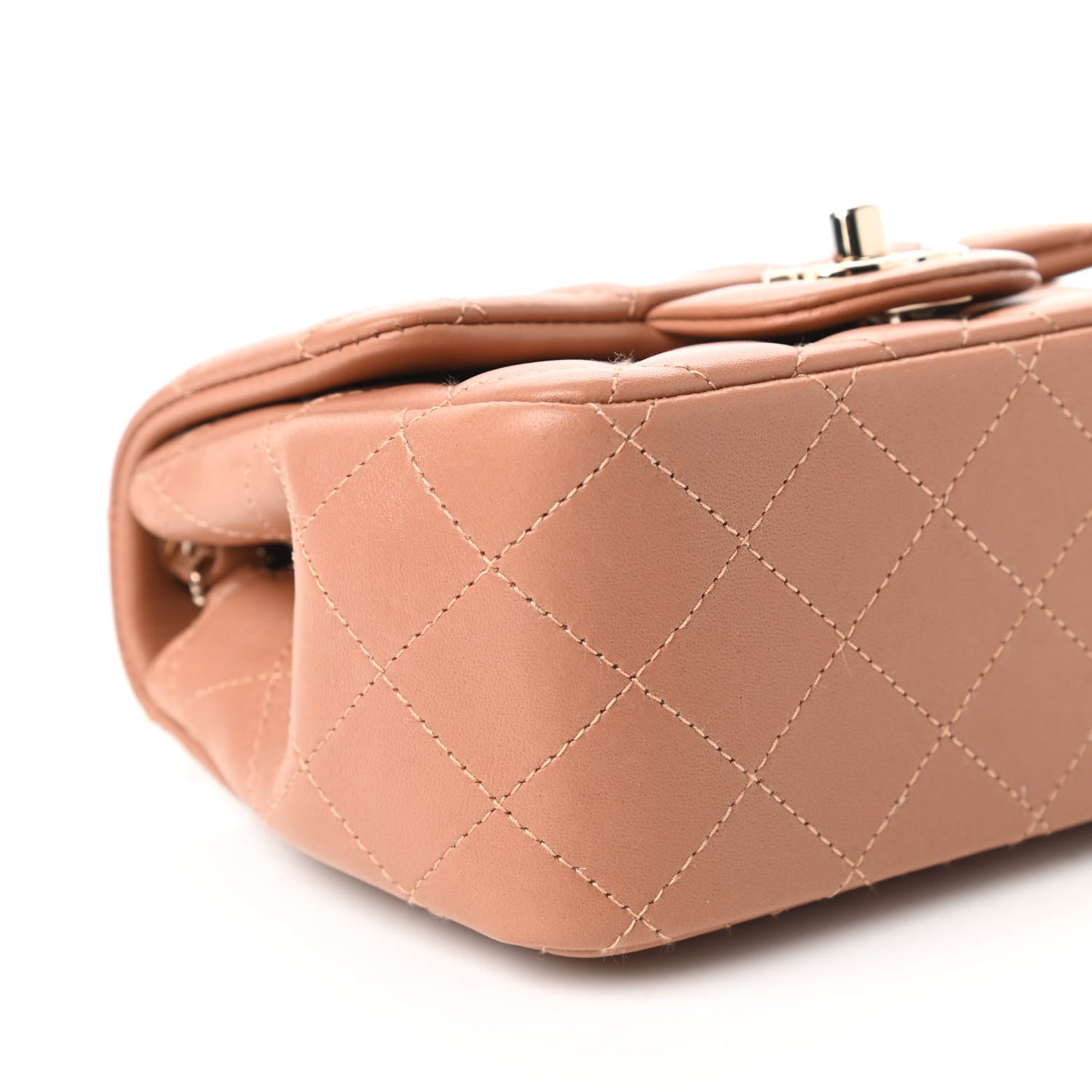 Lambskin Quilted Mini Square Flap Brown