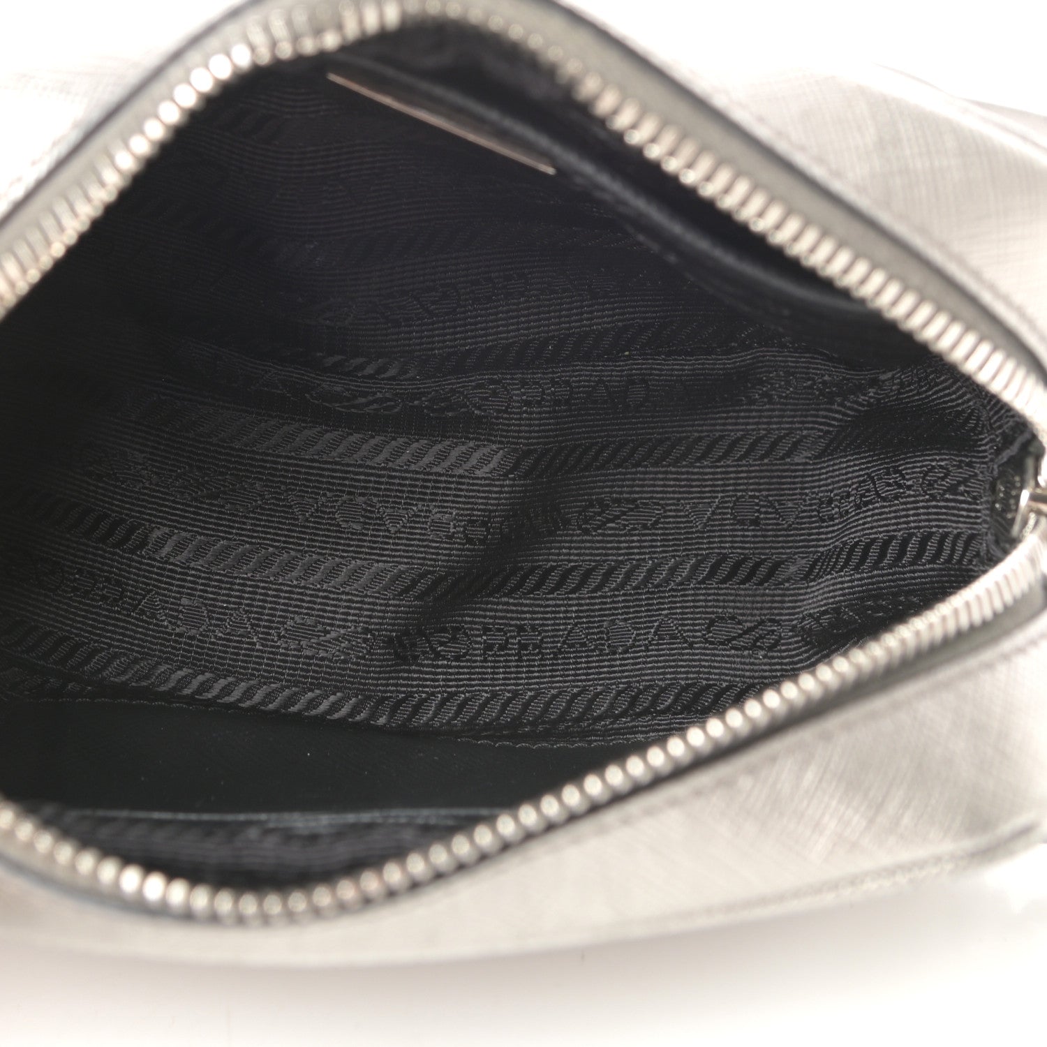 Prada Metallic Saffiano Lux Mini Camera Crossbody Bag Cromo 5 of 9
