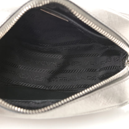 Prada Metallic Saffiano Lux Mini Camera Crossbody Bag Cromo 5 of 9