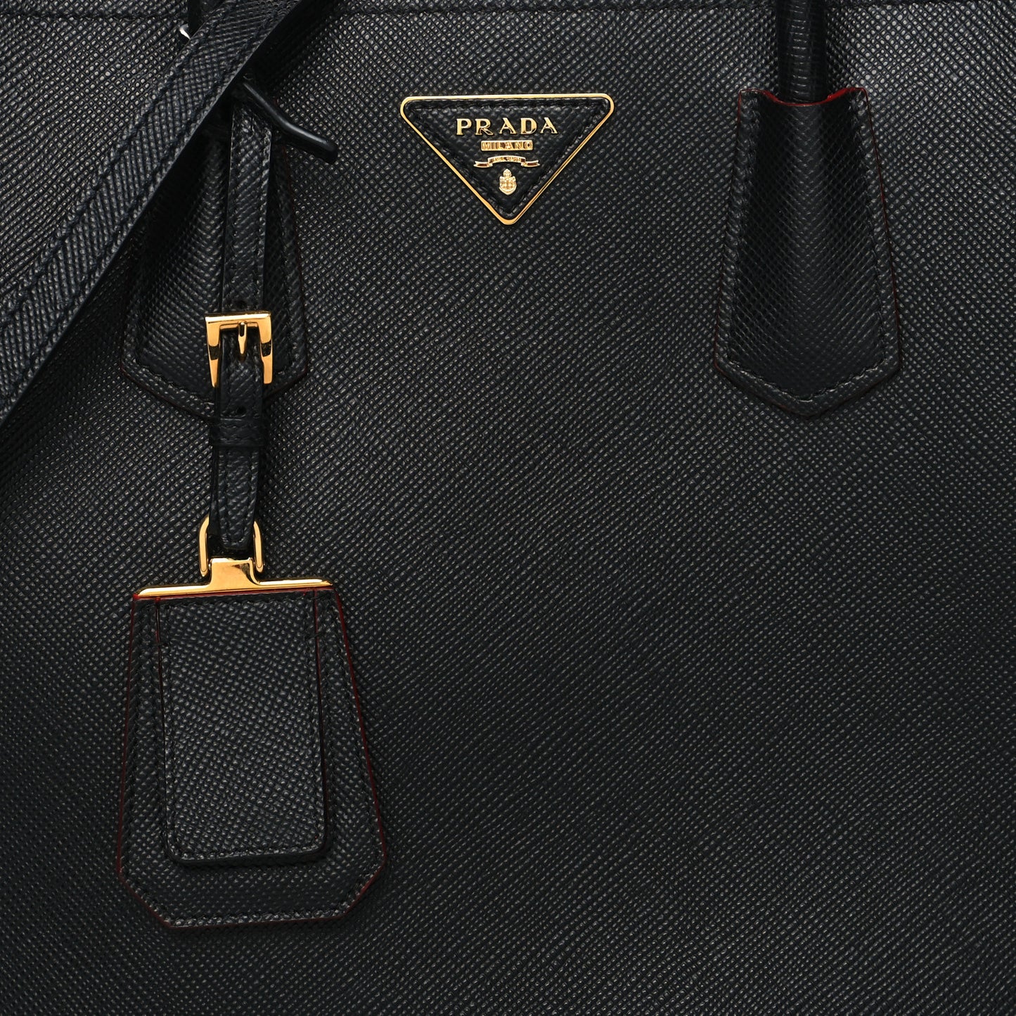 Saffiano Cuir Large Double Bag Black Fuoco