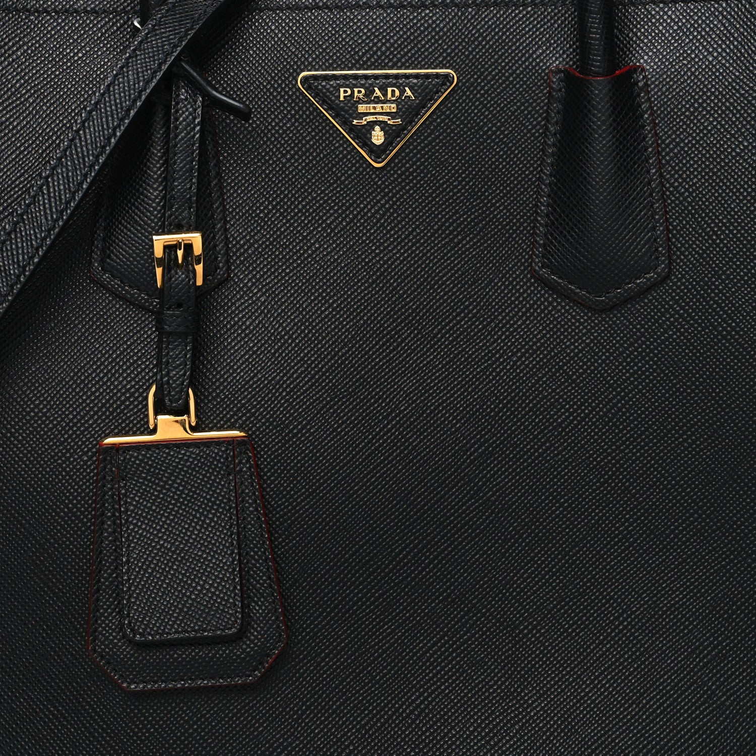 Prada Saffiano Cuir Large Double Bag Black Fuoco 8 of 12