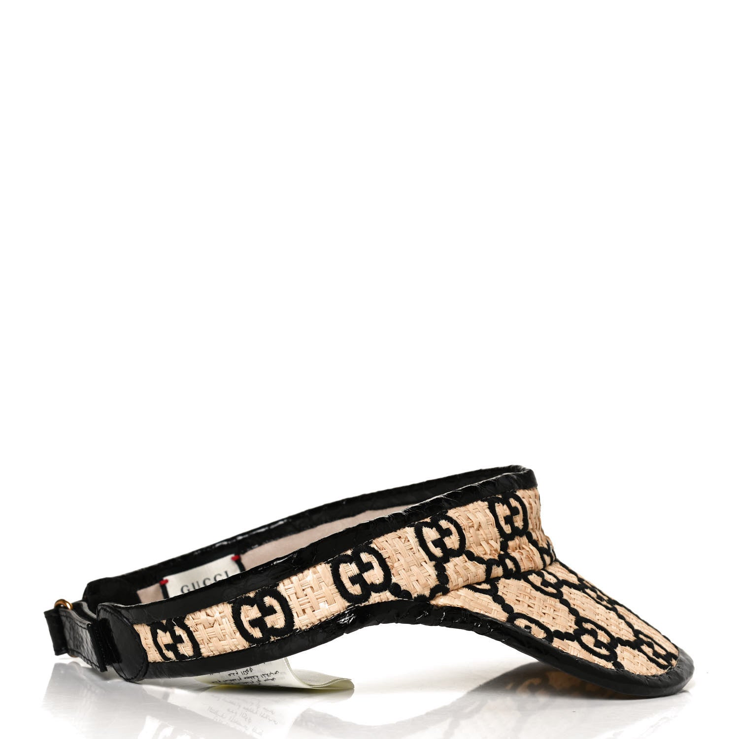 Gucci Raffia Elaphe GG Monogram Embroidered Afraa Visor L Ivory Black 4 of 8