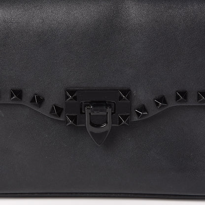 Valentino Garavani Vitello Monochrome Medium Rockstud Flip Lock Crossbody Bag Black 10 of 10