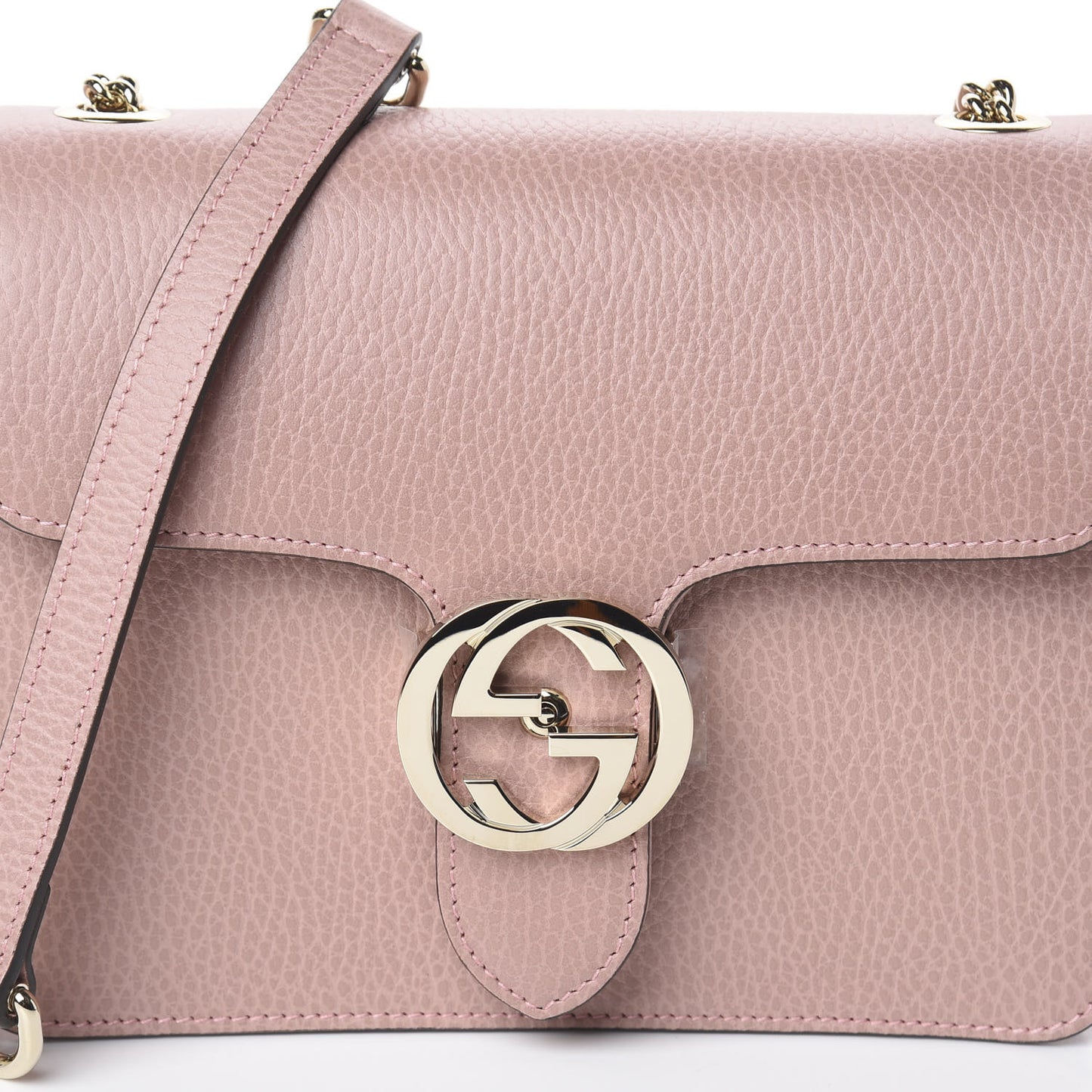 Dollar Calfskin Small Interlocking G Shoulder Bag Soft Pink