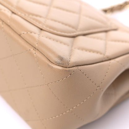 Chanel Lambskin Quilted Mini Rectangular Flap Dark Beige 11 of 13
