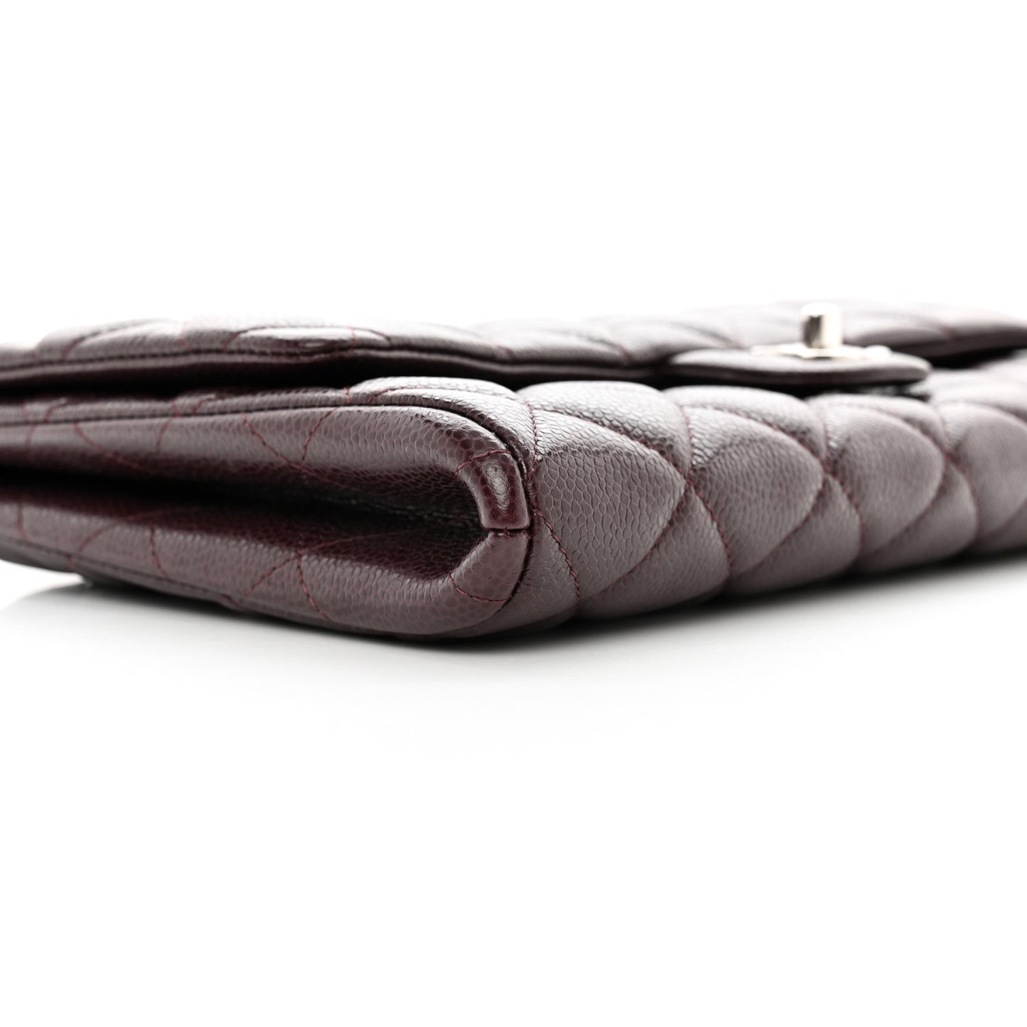 Caviar Quilted Clutch With Chain Flap Burgundy