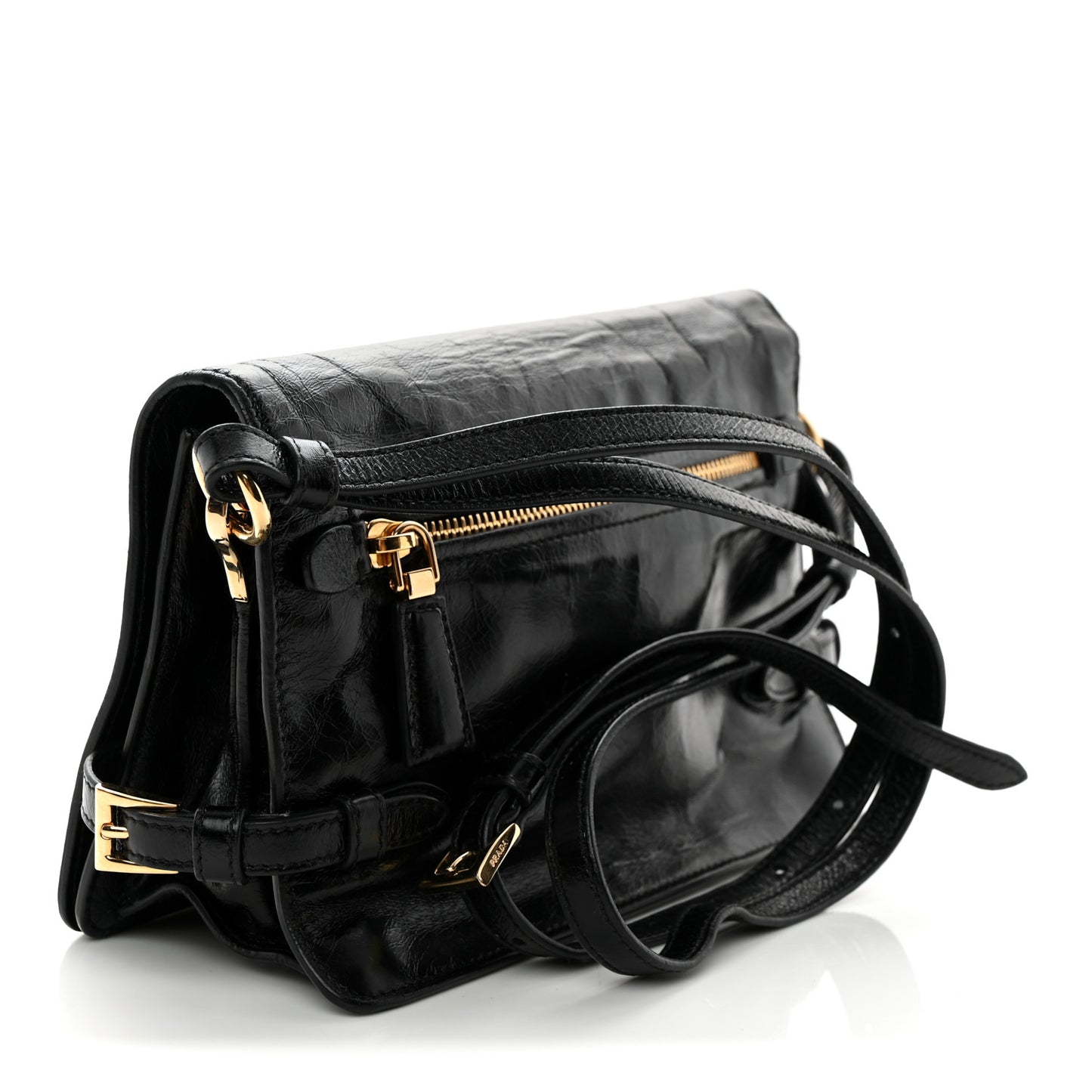 Soft Lux Calfskin Triangle Mini Shoulder Bag Black