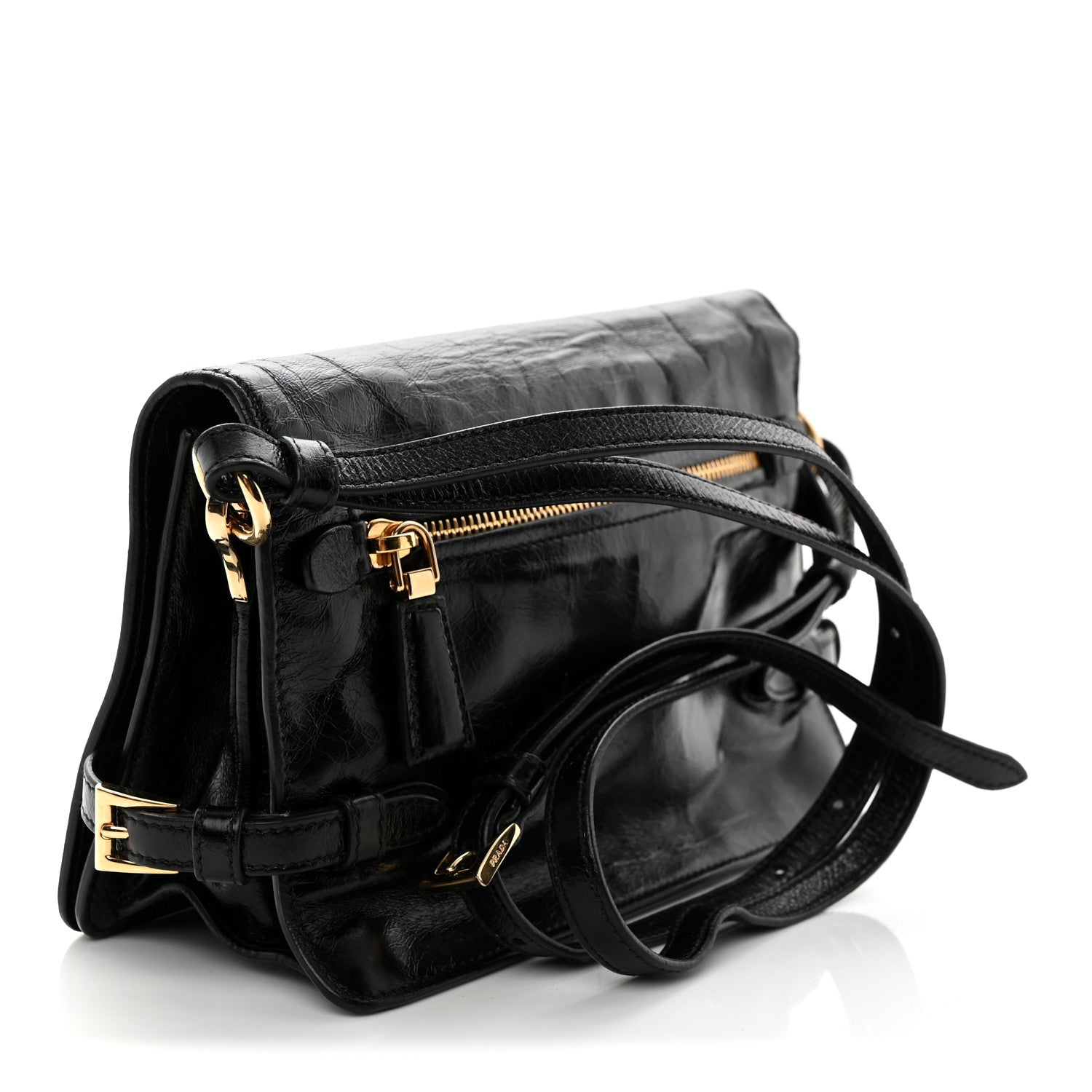 Prada Soft Lux Calfskin Triangle Mini Shoulder Bag Black 3 of 11