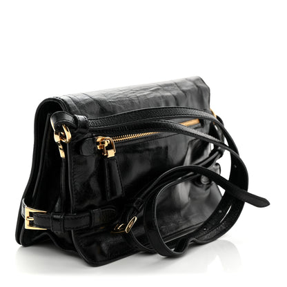 Prada Soft Lux Calfskin Triangle Mini Shoulder Bag Black 3 of 11
