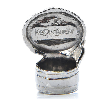 Saint Laurent Glass Cabochon Arty Ovale Ring 6 Black Cipria 4 of 5