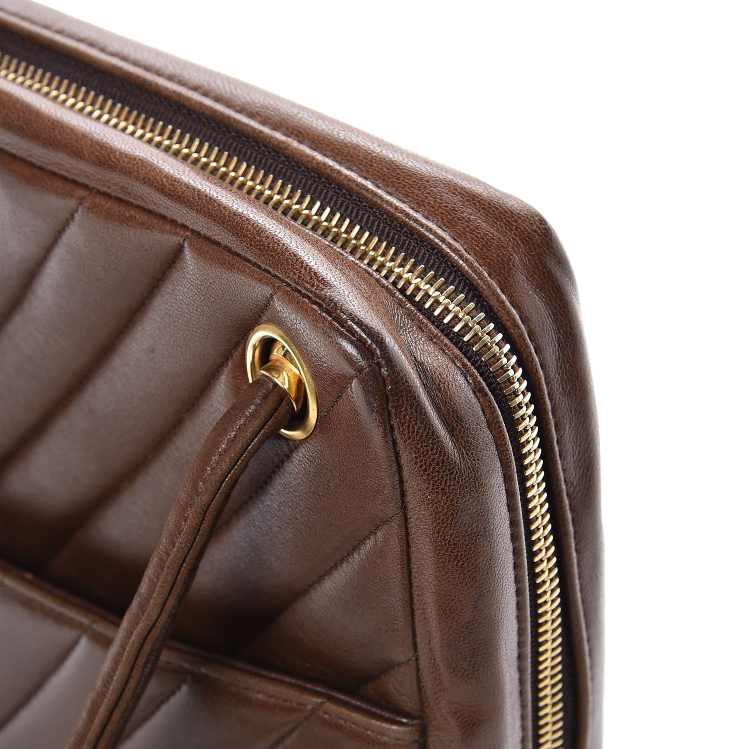 Chanel Lambskin Chevron Quilted Shoulder Bag Brown 14 of 24
