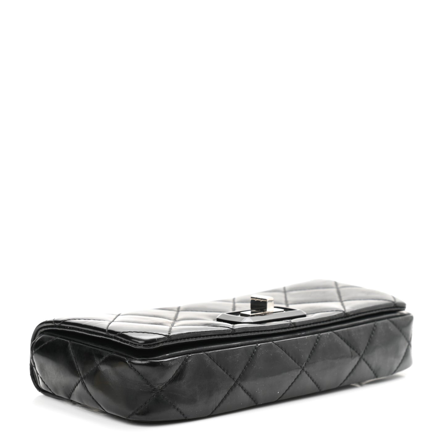 Patent Quilted Mademoiselle East West Flap Black