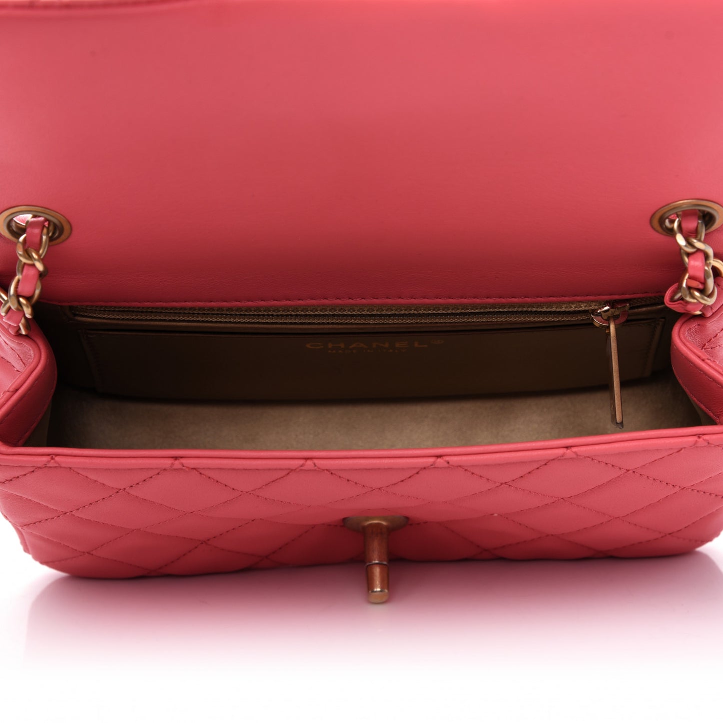 Lambskin Quilted Mini Rectangular Pearl Crush Flap Pink
