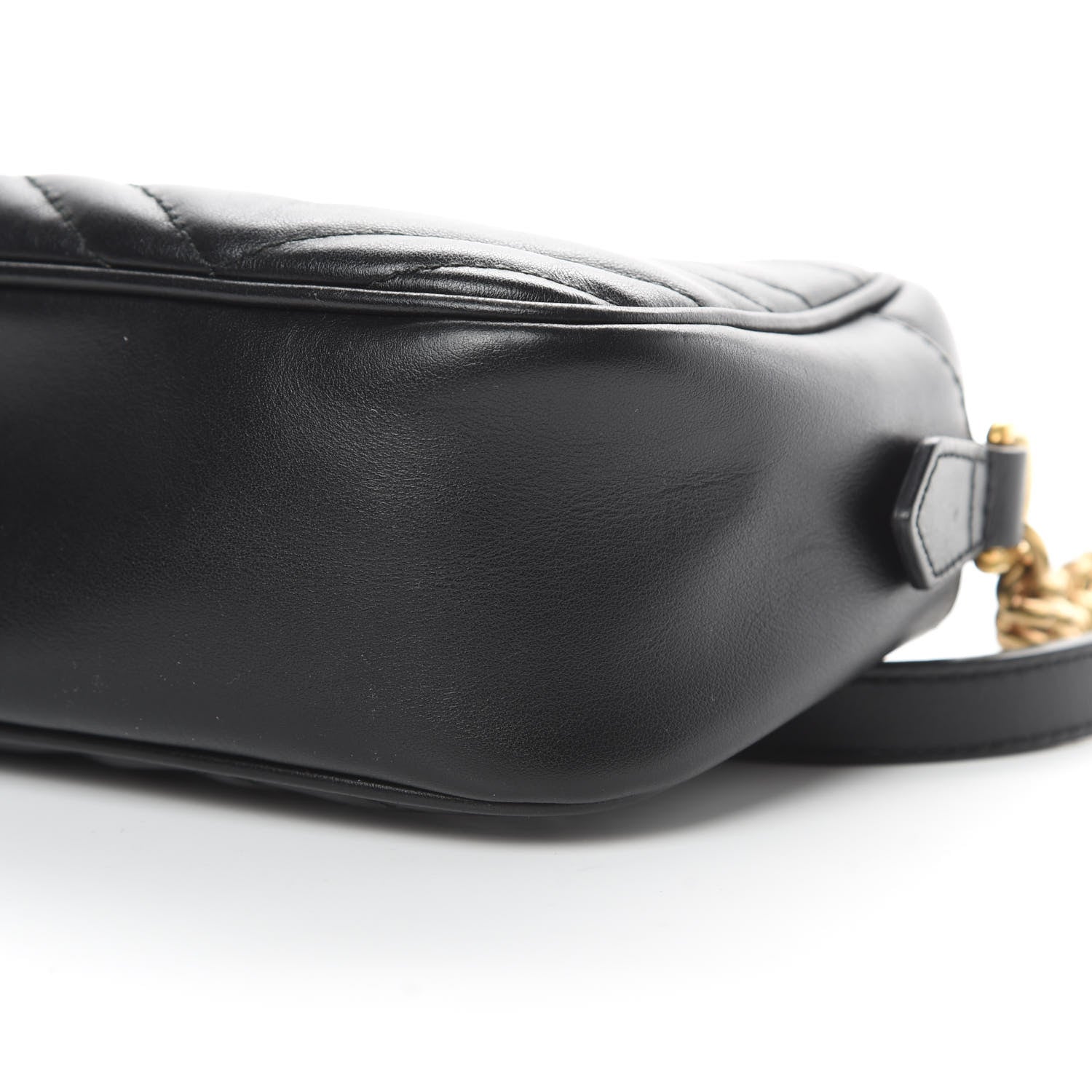 Gucci Calfskin Matelasse Small GG Marmont Chain Shoulder Bag Black 10 of 12