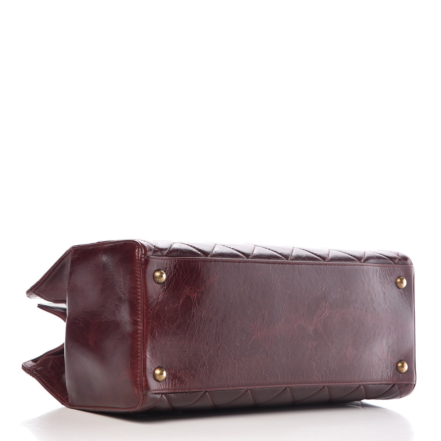 Glazed Calfskin Perfect Edge Tote Bordeaux
