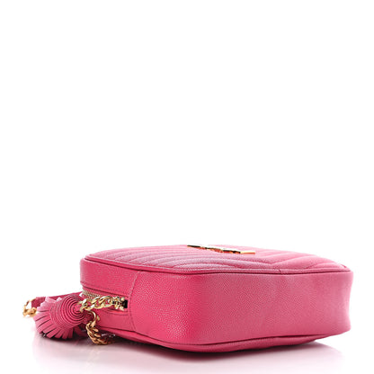 Saint Laurent Grain De Poudre Matelasse Monogram Mini Lou Camera Bag Fuchsia 4 of 10