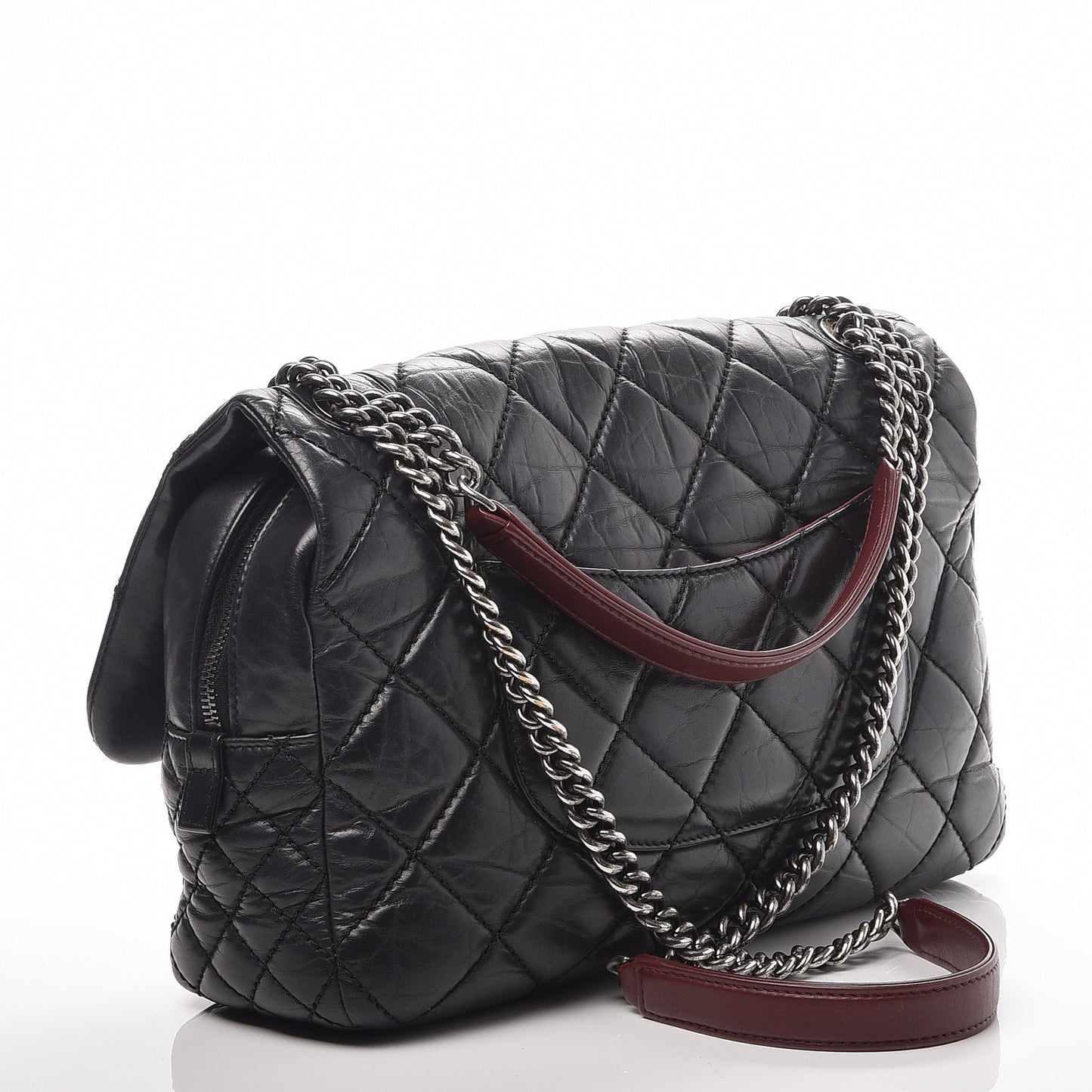 Aged Calfskin Jumbo New Portobello Flap Black