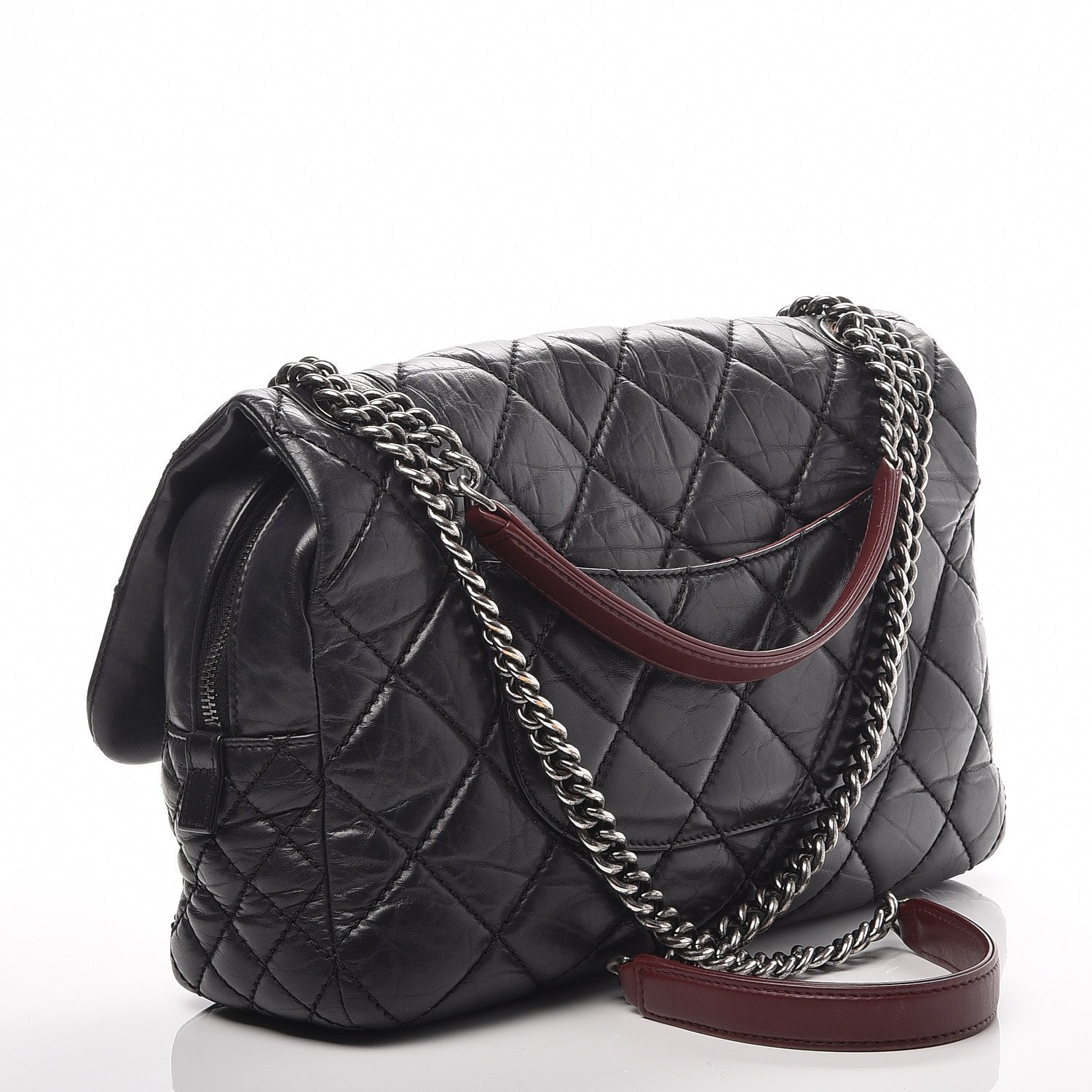 Chanel Aged Calfskin Jumbo New Portobello Flap Black 3 of 8