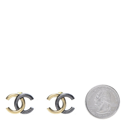 Chanel Metal CC Earrings Gold Ruthenium 2 of 5
