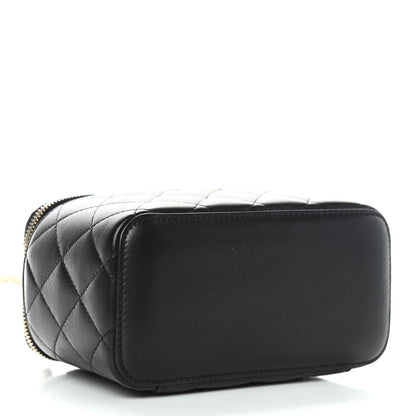 Chanel Lambskin Quilted Small Top Handle Vanity Case With Chain Black 7 of 9