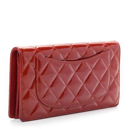 Chanel Patent Calfskin Quilted Yen Wallet Red 3 of 9