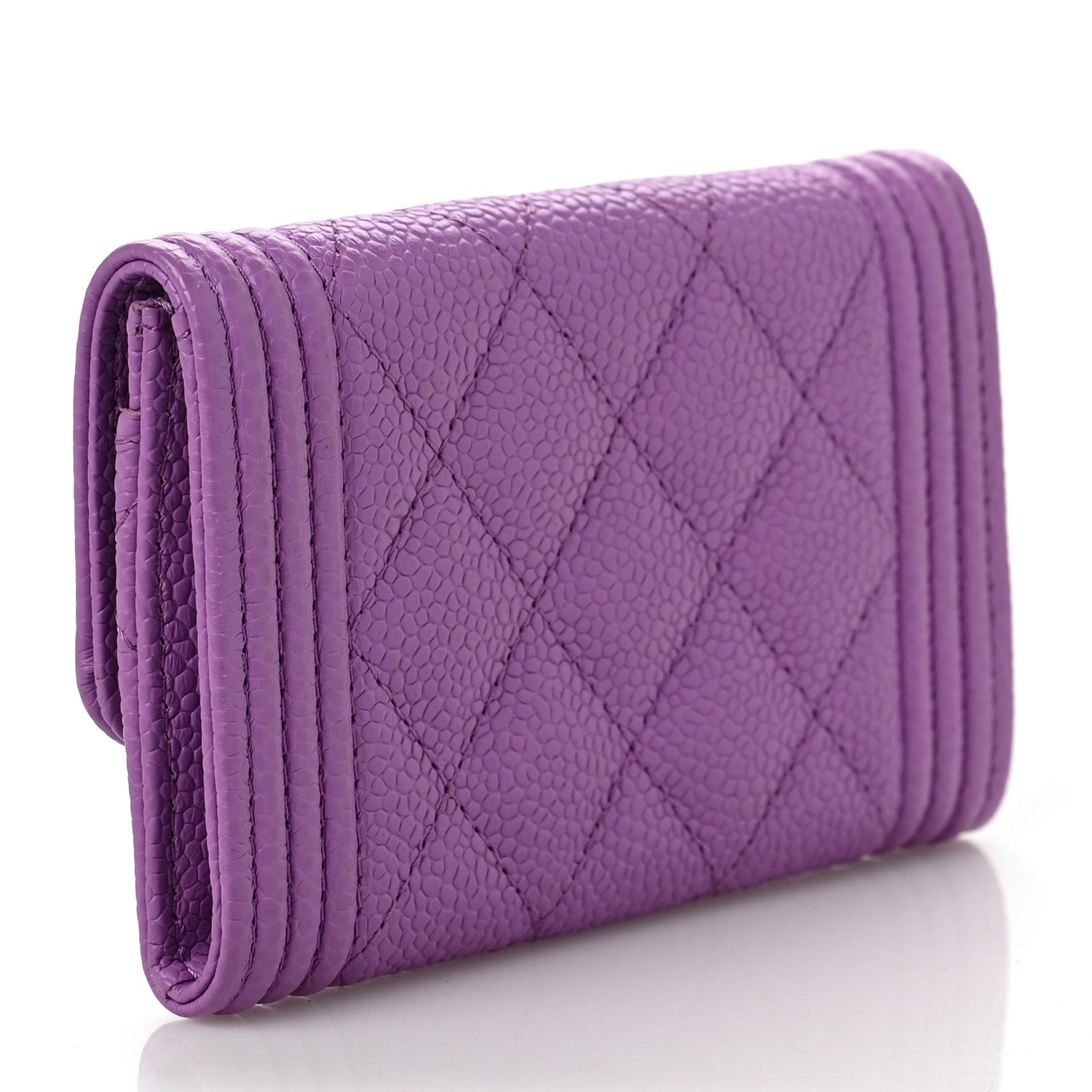 Chanel Caviar Quilted Boy Flap Card Holder Purple 3 of 9