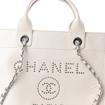 Chanel Caviar Small Studded Deauville Tote Ivory 7 of 9