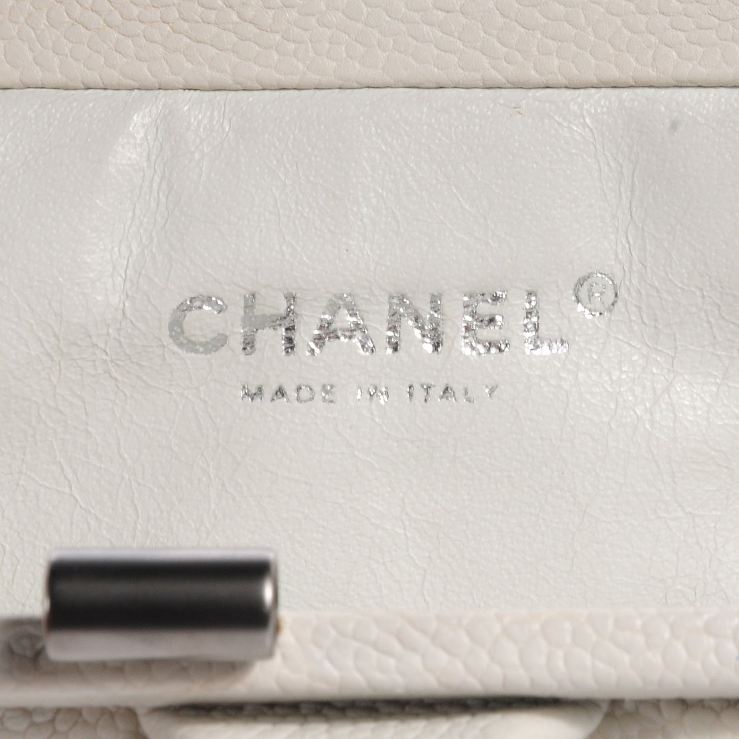Caviar Pleated Clutch Off White