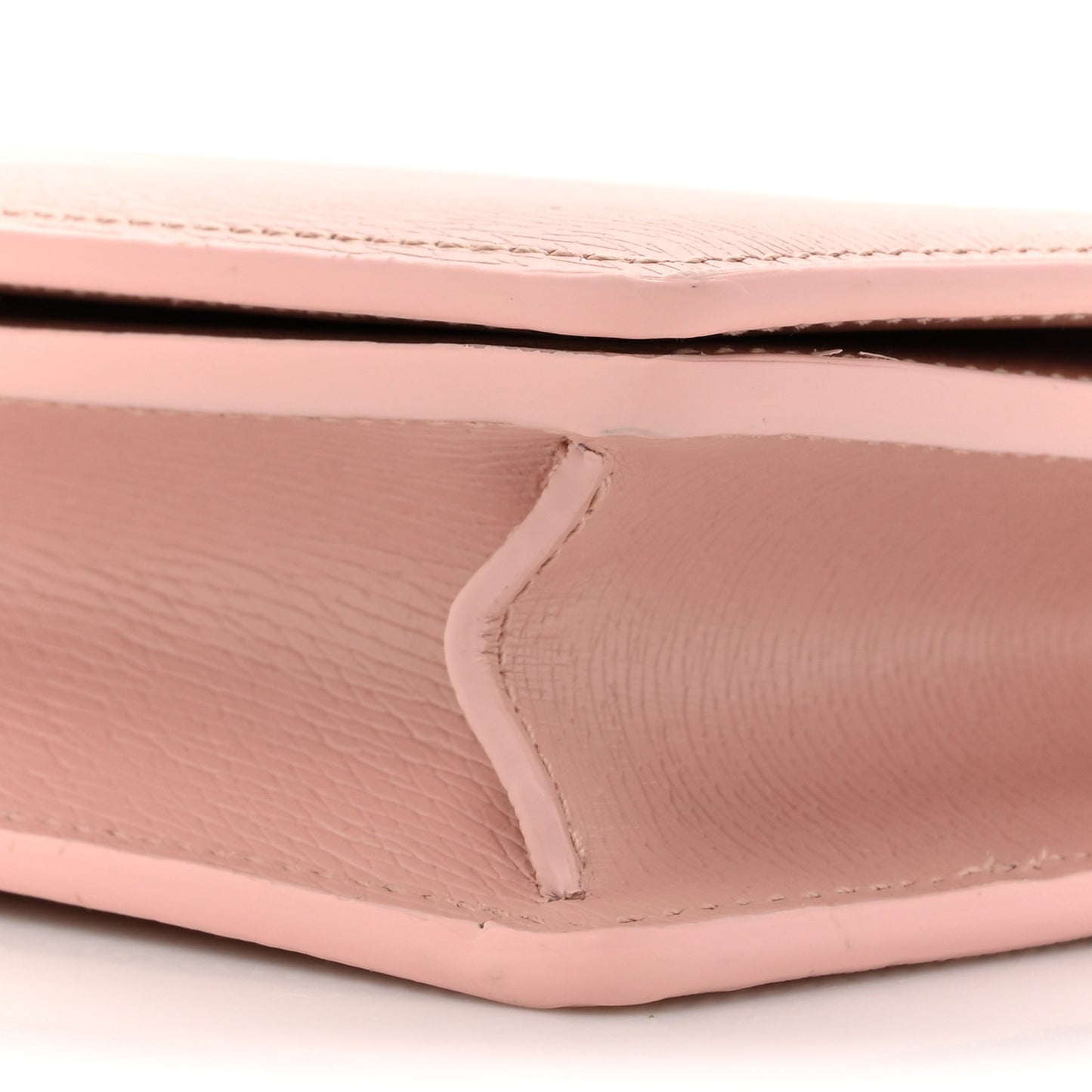Textured Calfskin Script Logo Wallet On Chain Light Pink