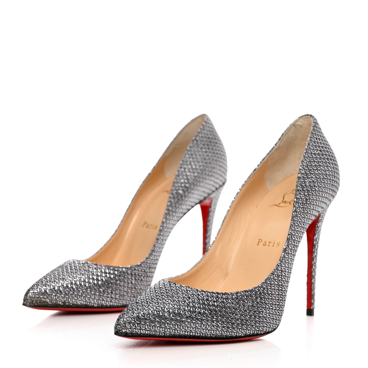 Christian Louboutin Glitter Diams Pigalle Follies 100 Pumps 38.5 Antic Silver 3 of 9