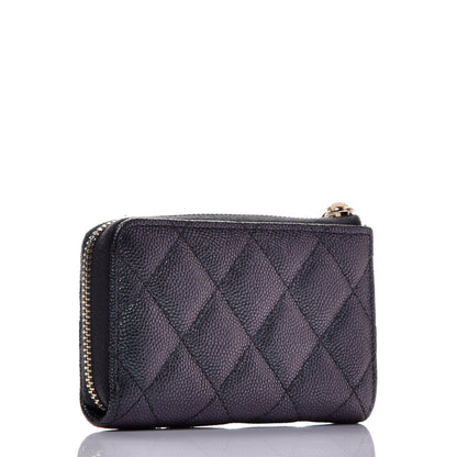 Chanel Iridescent Caviar Quilted Zipped Key Holder Case Black 3 of 9