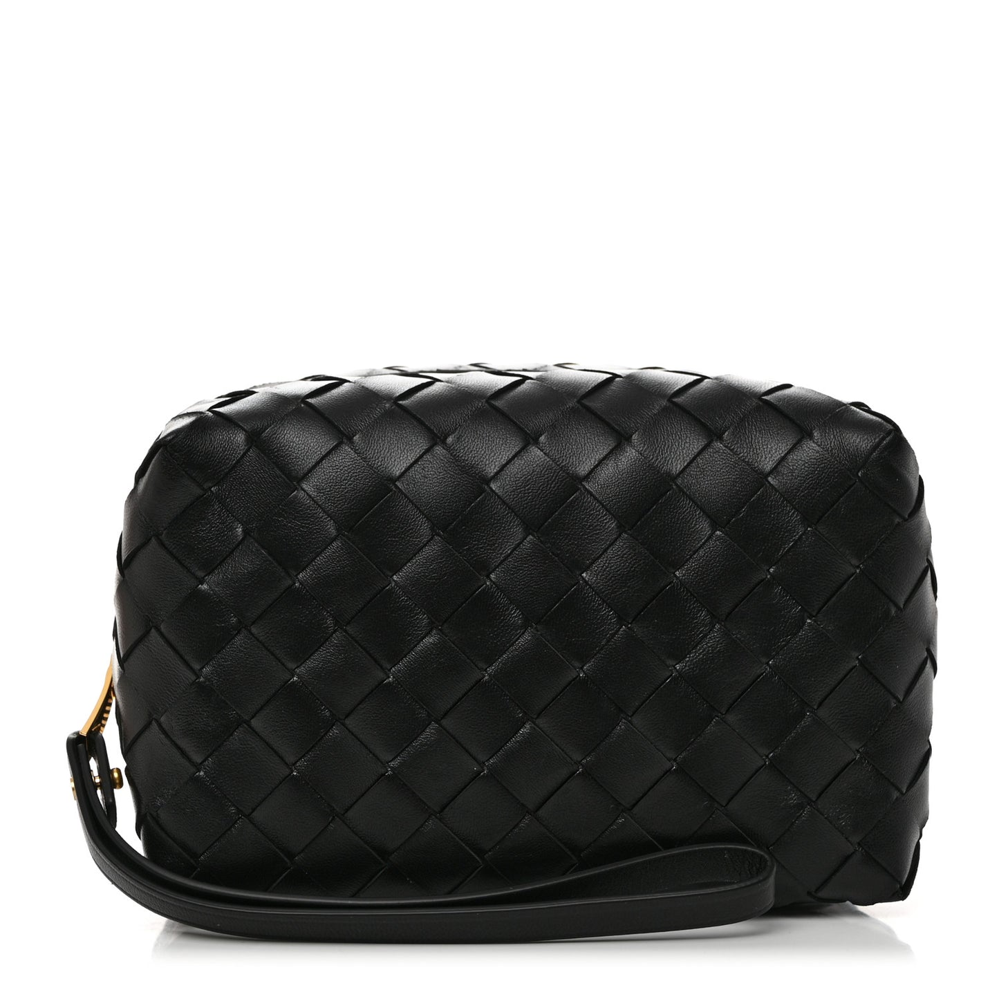 Nappa Intrecciato Zip Wristlet Clutch Black