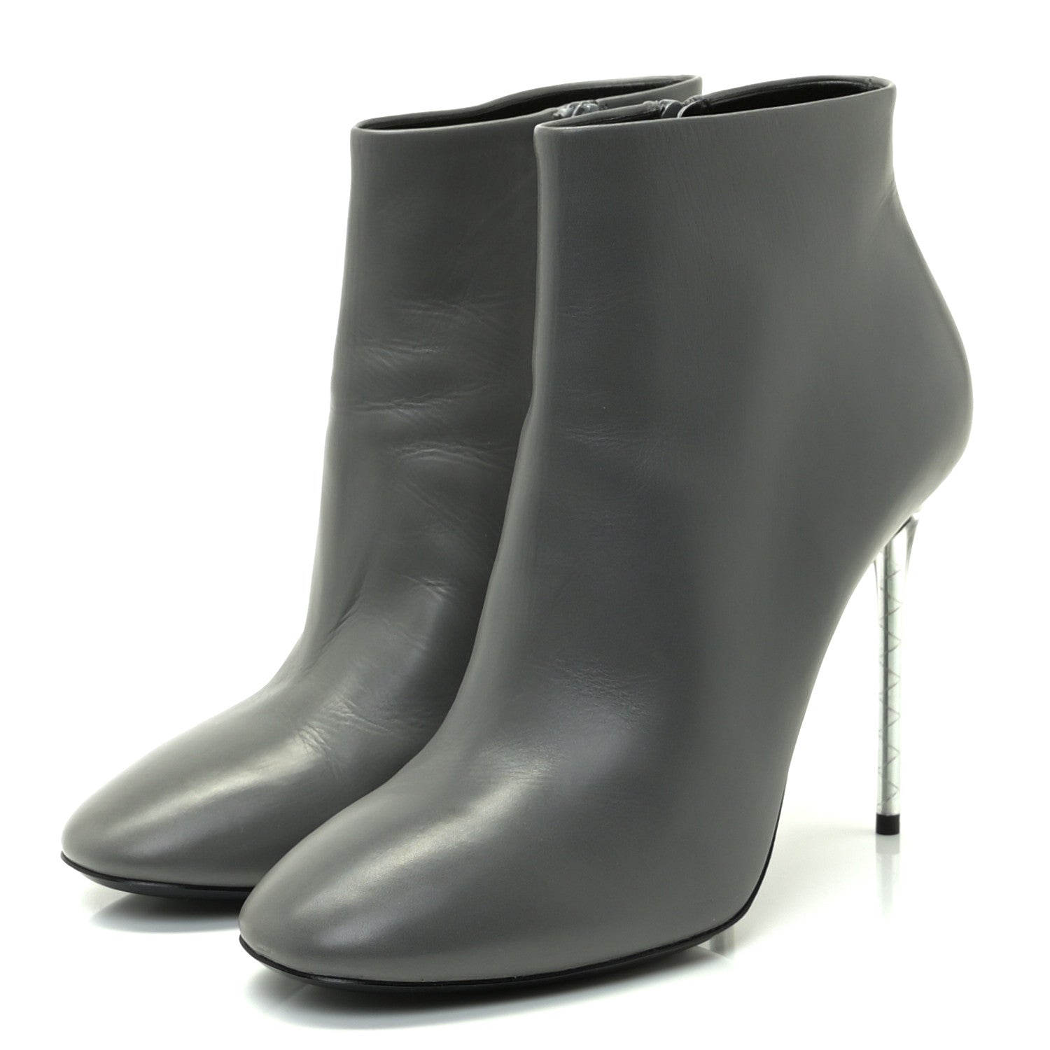 Balenciaga Calkfskin Round Toe Steel Transparent Heel 110mm Booties 39 Asphalte 2 of 8