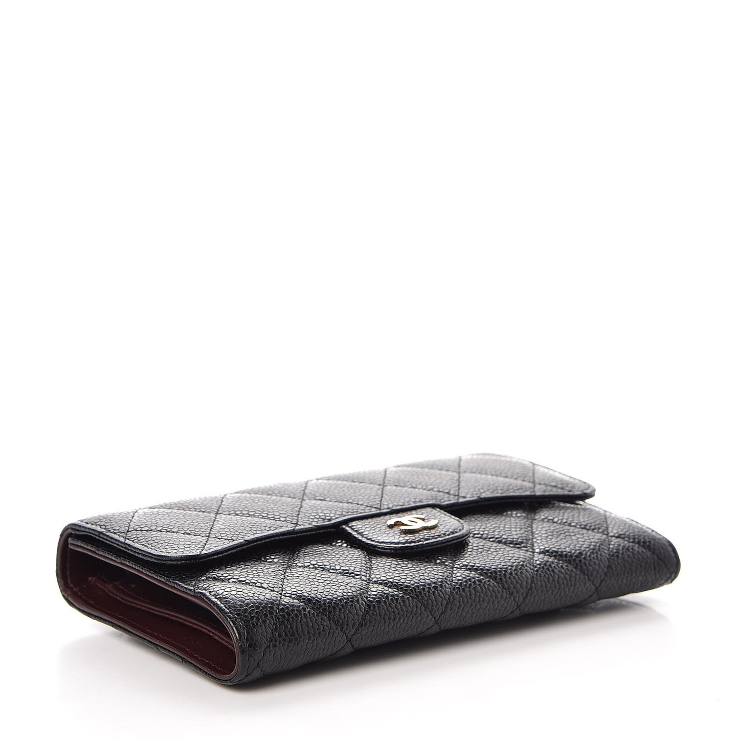 Caviar Quilted Large Flap Wallet Black