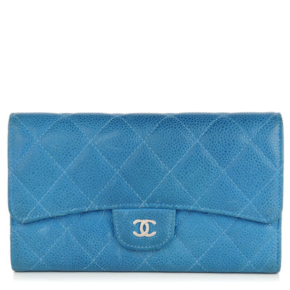 Chanel Iridescent Caviar Quilted Large Flap Wallet Blue 1 of 8