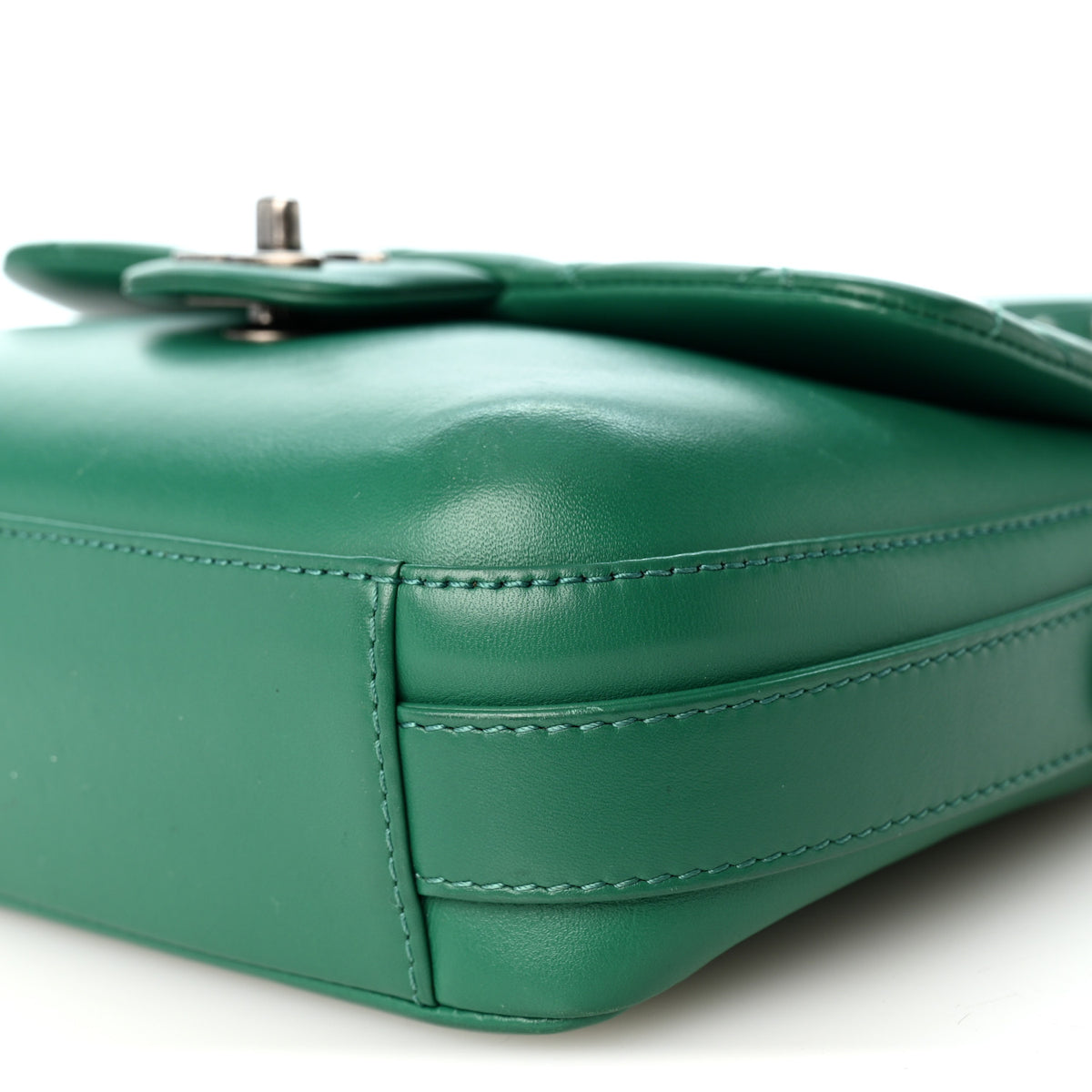 Calfskin Quilted Medium Rock My Shoulder Flap Green