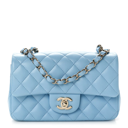Chanel Lambskin Quilted Mini Rectangular Flap Light Blue 1 of 10
