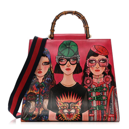 Gucci Nappa Bamboo Printed Nymphaea Top Handle Bag Multicolor 1 of 11
