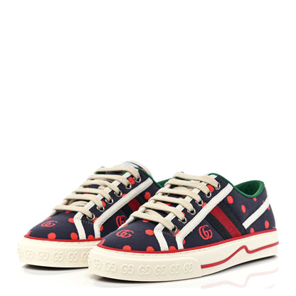 Gucci Canvas Web Polka Dot Print Womens 1977 Tennis Sneakers 35 Blue Orange Mystic White 3 of 7