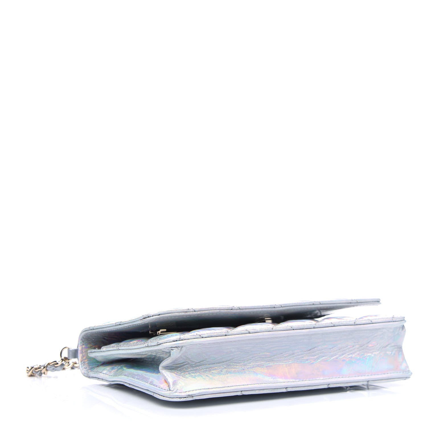 Chanel Iridescent Goatskin Quilted Wallet On Chain WOC Silver 4 of 4