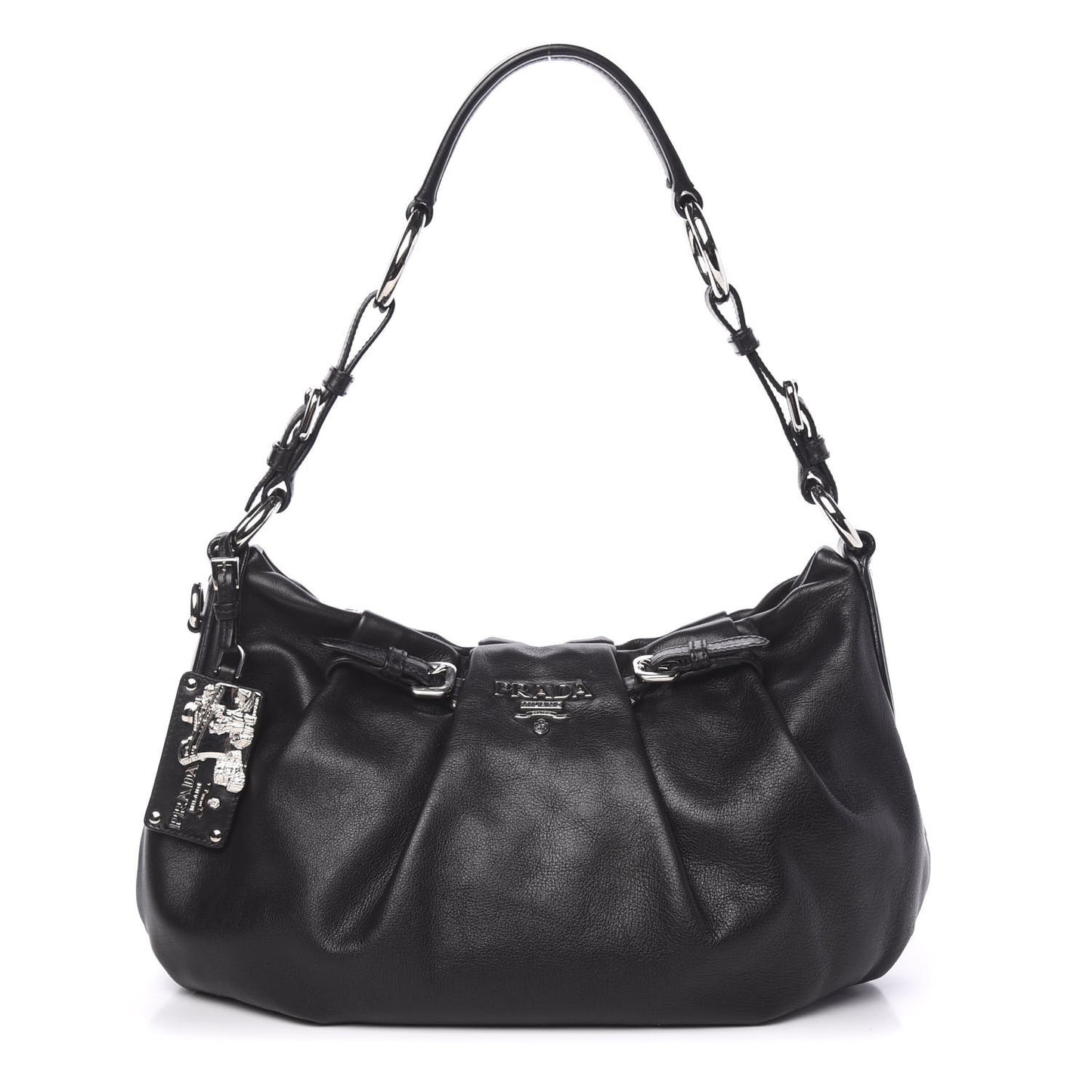 Soft Calfskin Pleated Hobo Black