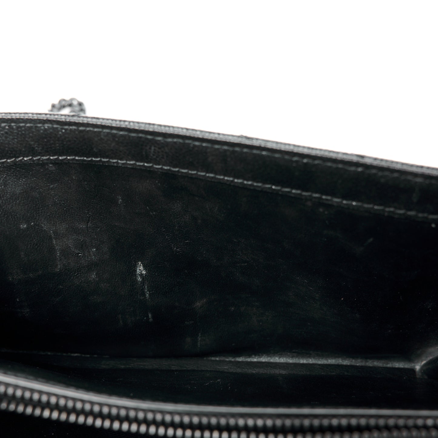 Grain De Poudre Matelasse Chevron Monogram Monochrome Chain Wallet Black