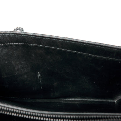 Saint Laurent Grain De Poudre Matelasse Chevron Monogram Monochrome Chain Wallet Black 15 of 15