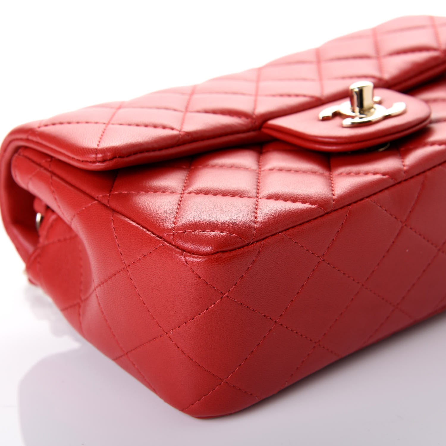 Chanel Lambskin Quilted Mini Rectangular Flap Red 5 of 10