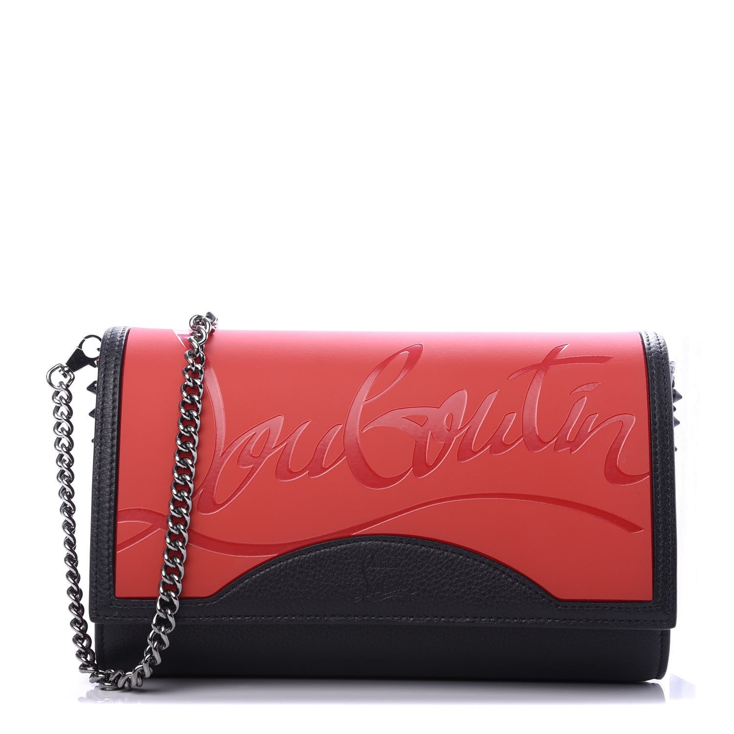 Christian Louboutin Calfskin Gomme Spikes Paloma Clutch Red 1 of 9
