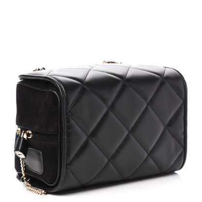 Burberry Lambskin Suede Quilted Small Double Cube Bag Black 4 of 10