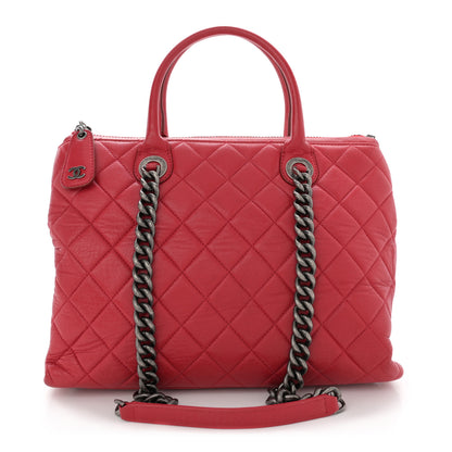 Chanel Shiny Sheepskin Quilted Medium Shopping Tote Red 1 of 17