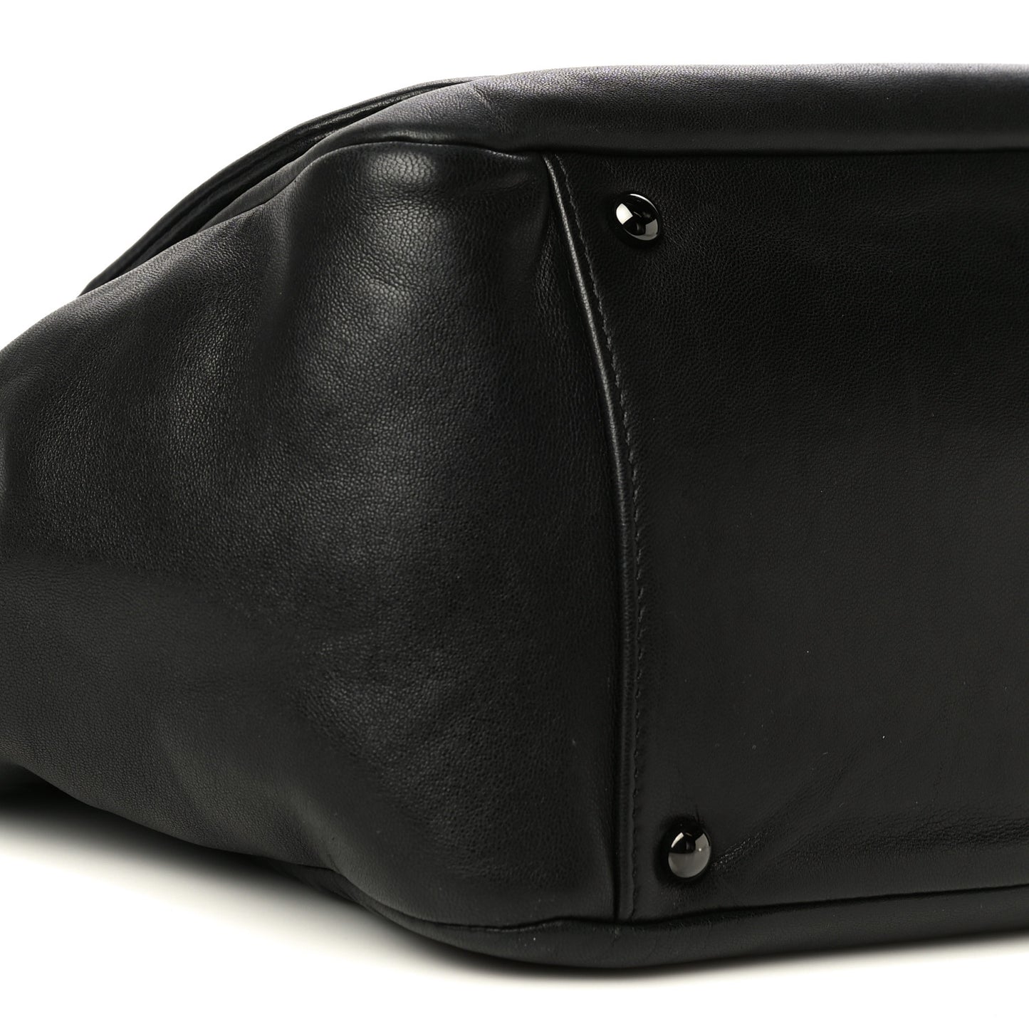 Lambskin Studded Accordion CC Flap Black